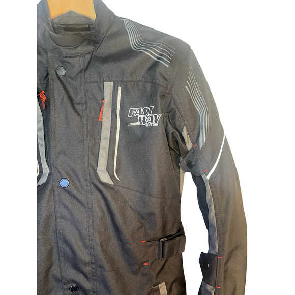 Fastway Motorcycle Jacket Mens Small Black Touring Armor Reflective CE EN1621 - Picture 3 of 16